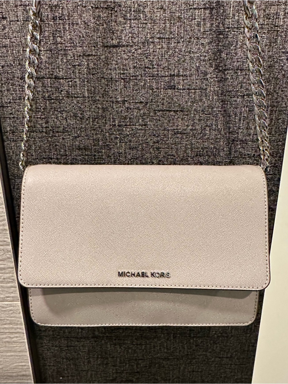 Michael Kors Cream Leather Crossbody with Chain Strap